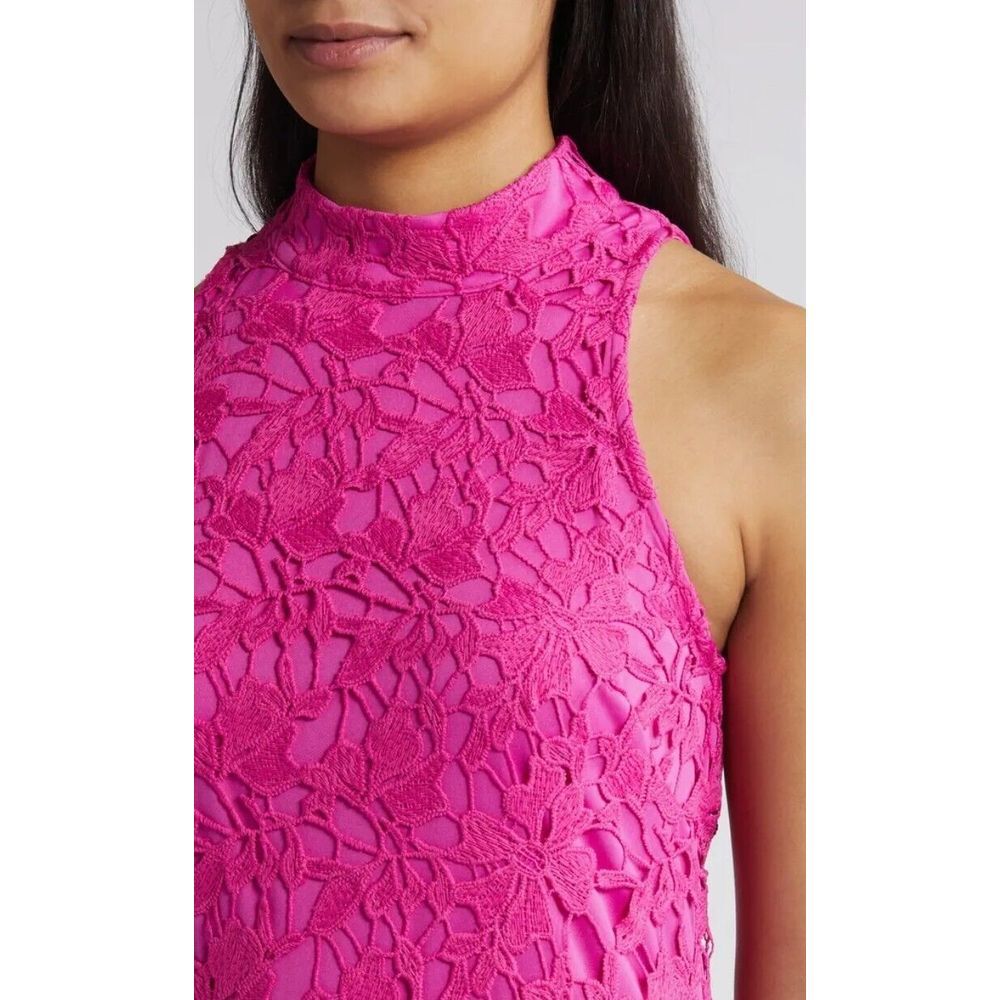 Julia Jordan Mock Neck Floral Sleeveless Knit Lace Dress| Women Size 6 NWT - Picture 3 of 12